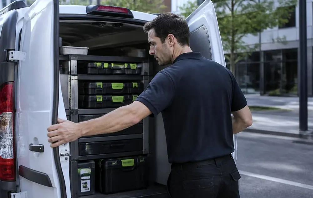 A Laser Printers technician at the service van