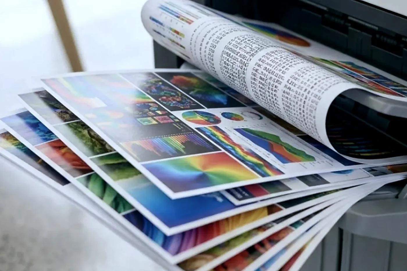 Colour test prints in the tray after a copier service on the Gold Coast