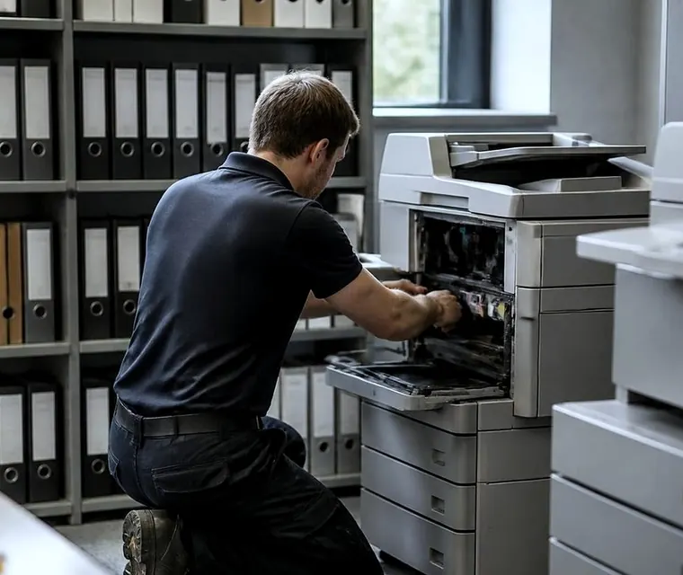 Technician repairing a copier in a law office in Gold Coast