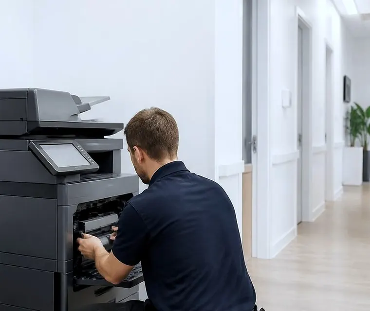 Technician servicing a copier in a medical clinic in Gold Coast